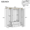 Freestanding 4 Door Wardrobe Armoire with 2 Drawers and Hanging Rods for Clothes Storage