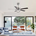 Parrot Uncle 52 Inch Contemporary Chrome Ceiling Fan with Integrated LED Lights and Remote Control