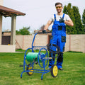 Garden Hose Reel Cart Holds 230FT of 5/8" Hose, Heavy Duty Hose Cart with 2 Wheels & Storage Basket, Portable Water Hose Organizer for Yard