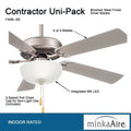 Minka Aire Fans Contractor II Uni Pack 5 Blade Ceiling Fan with Light Kit 18