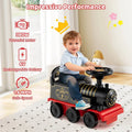 6V 2 Seater Ride On Train with Detachable Carriage, Under Seat Storage, Whistle & Flashing LED Lights, Trackless Electric Ride On Toy for Kids