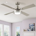 Dextrus 52'' Ceiling Fan with Light and Remote Control, 6 Speeds, 5 Timer Settings, and Dual Finish Blades (Nickel)