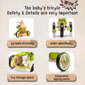 Xuanlur Kids Ride on Dinosaur Tricycle, Toddlers Kid Trike with Wide Flash Wheels, Anti Slip Pedals, Rear Basket, Music & LED Lights, Toddler Bike
