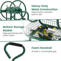 Portable Garden Hose Reel Cart Holds 300FT of 5/8" Large Capacity, Heavy Duty Metal Hose Cart with 4 Wheels & Storage Basket for Lawn Yard