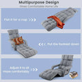 6 Position Adjustable Floor Sofa Bed, Folding Lazy Sofa Chaise Lounger Recliner with Armrests & Footrests for Living Room, Bedroom & Gaming
