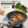 Non Stick 12 POTS and Pans Set, Cookware Set, Including Frying Pan, Steamer, Silicone Spatula and Tongs Granite Cooking Set (Black)