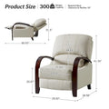 Set of 2 Alex Mid Century Modern Genuine Leather Manual Recliners with Curved Wooden Arms