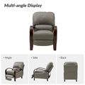 Set of 2 Alex Mid Century Modern Genuine Leather Manual Recliners with Curved Wooden Arms