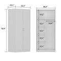 Freestanding 2 Door Bedroom Armoire with Hanging Rod