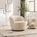 Modern Swivel Barrel Chair with 360 Degree Rotation Single Fabric Accent Chair