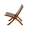 Woven Leather Folding Chair with Brown Wood Frame Available in Black or Brown Roche River Decor