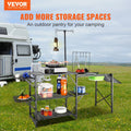 Camping Kitchen Table Folding Portable Cook Station Tables Shelves & A Sink