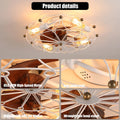 Industrial Cage Ceiling Fan Low Profile 7 Blade Fan with Remote & Light Modern Rustic Cooling for Small Spaces