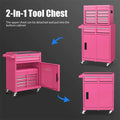 2 in 1 Rolling Tool Chest, 5-Drawer Tool Storage Cabinet with Wheels, Adjustable Shelf, Tool Box Organizer for Garage Warehouse Workshop