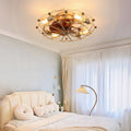 Industrial Cage Ceiling Fan Low Profile 7 Blade Fan with Remote & Light Modern Rustic Cooling for Small Spaces